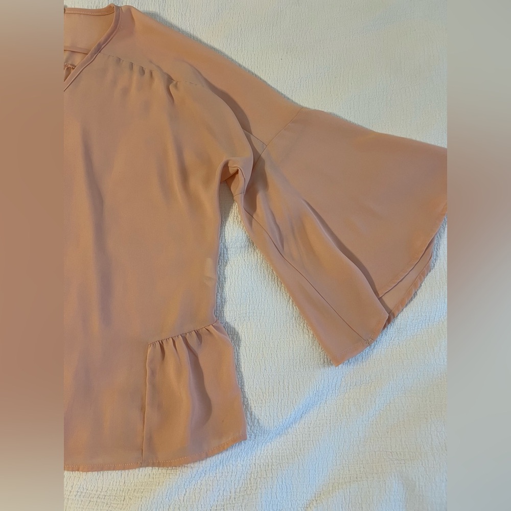 Pink Ruffled 3/4 Sleeve Blouse - Picture 5 of 13